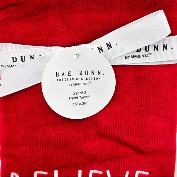 Rae Dunn Set of 2 Holiday Christmas Hand Towels, (16" x 30") (BELIEVE) - Picture 2 of 5